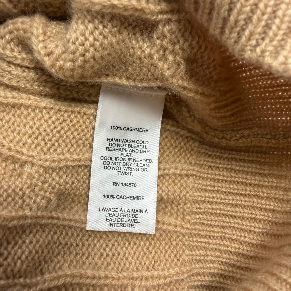Vineyard Vines Cashmere Cable Knit Sweater Women Large Camel Old Money Preppy - Picture 8 of 10